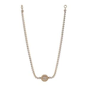 Chanel Crystal Chain Choker Short Necklace Gold Logo CC 2022. Comes with box.